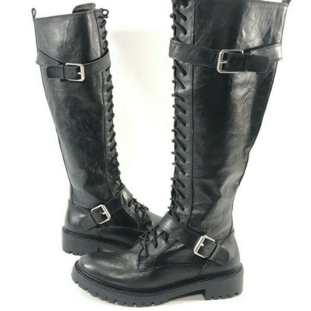 Lucky Brand Inniko Black Leather Knee-High Boots